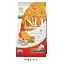 Farmina ND Medium Adult Dog Food Codfish And Orange Low Grain 12 Kg